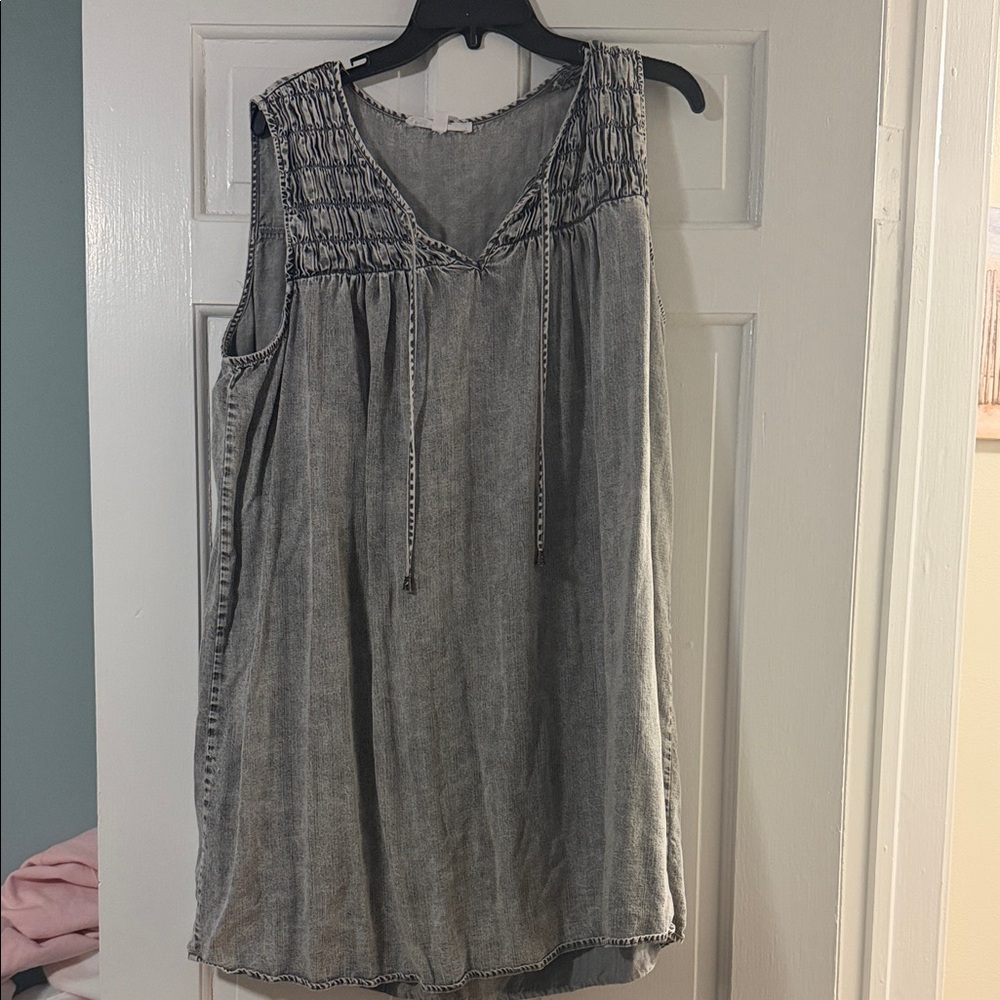 Jane and Delancey Washed Grey Sleeveless Tunic